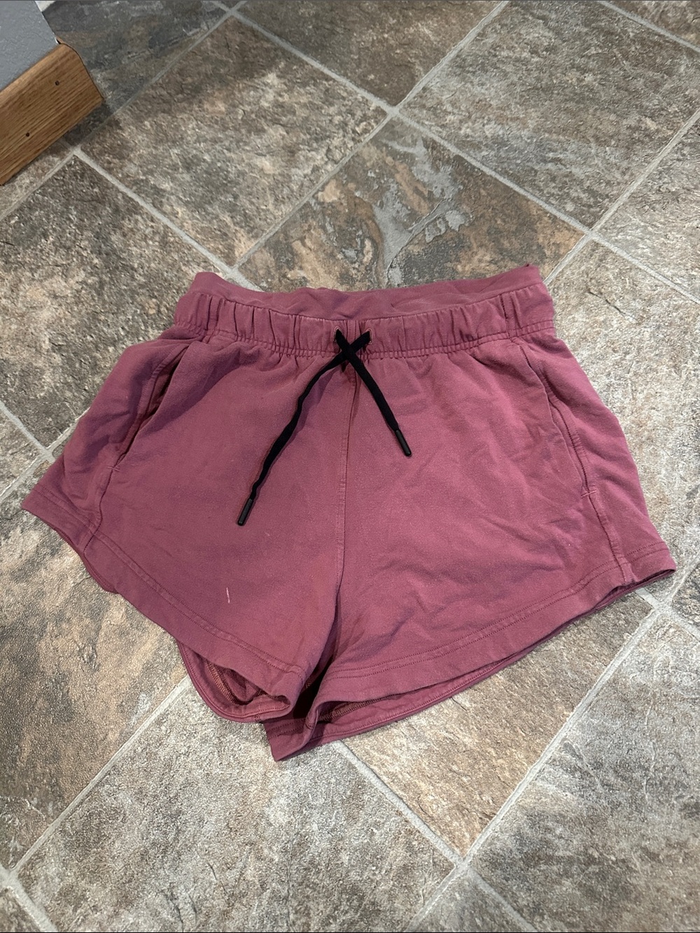 lululemon athletica Women's Mauve Athletic Lounge Shorts with Black Drawstring